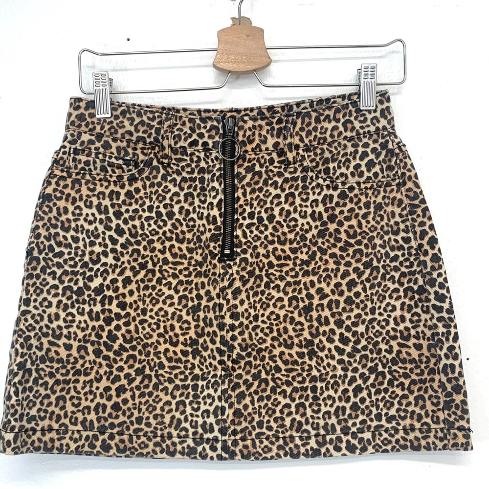 BDG‎ Urban Outfitters Leopard Print Denim Mini Skirt Brown Cheeta Small Petite